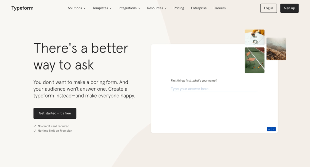 Typeform-home-page typeform quiz creator